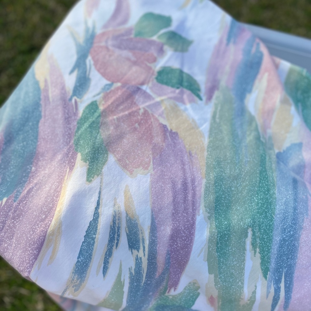 Beautiful Vintage 80s-90s sheets set 2 Twin Flat Croscill Pastel Watercolor Pink